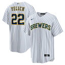 【公式グッズ】MLB ブルワーズ クリスチャン・イェリッチ レプリカ ユニフォーム Nike ナイキ メンズ ホワイト (Nike 2020 Men's Rep...