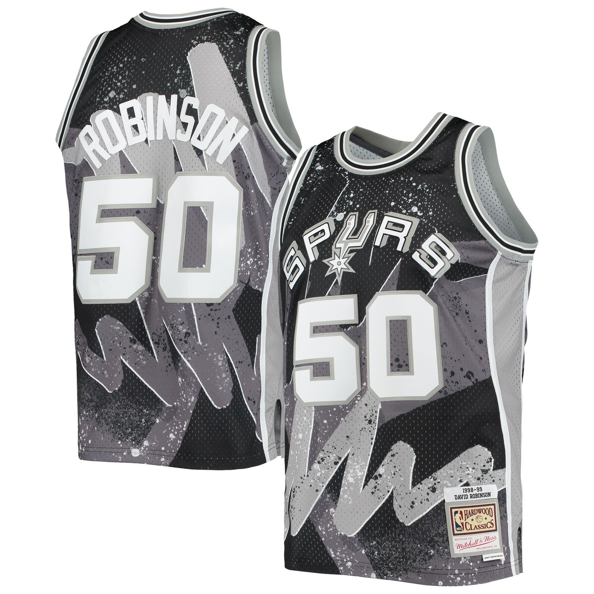 Honor one of the best players to ever suit up for the San Antonio Spurs with this 1998/99 David Robinson Hyper Hoops Swingman jersey from Mitchell & Ness. Only the most exciting sublimated design can be used to commemorate the highlight plays and clutch shots he made throughout his career, which is exactly what you are getting in this top. Cozy mesh fabric helps keep you comfortable so you can show off your fandom of David Robinson.Swingman ThrowbackMaterial: 100% PolyesterOfficially licensedSide split hemImportedMachine wash, line dryWoven jock tagMesh fabricBrand: Mitchell & NessCrew neckTackle twill numbers and letteringSublimated design