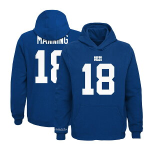 NFL コルツ ペイトン・マニング プルオーバー パーカー Mitchell & Ness(ミッチェル&ネス) キッズ ロイヤル (Retired Youth 8-20 Player N&N Fleece Hood Expired Style)