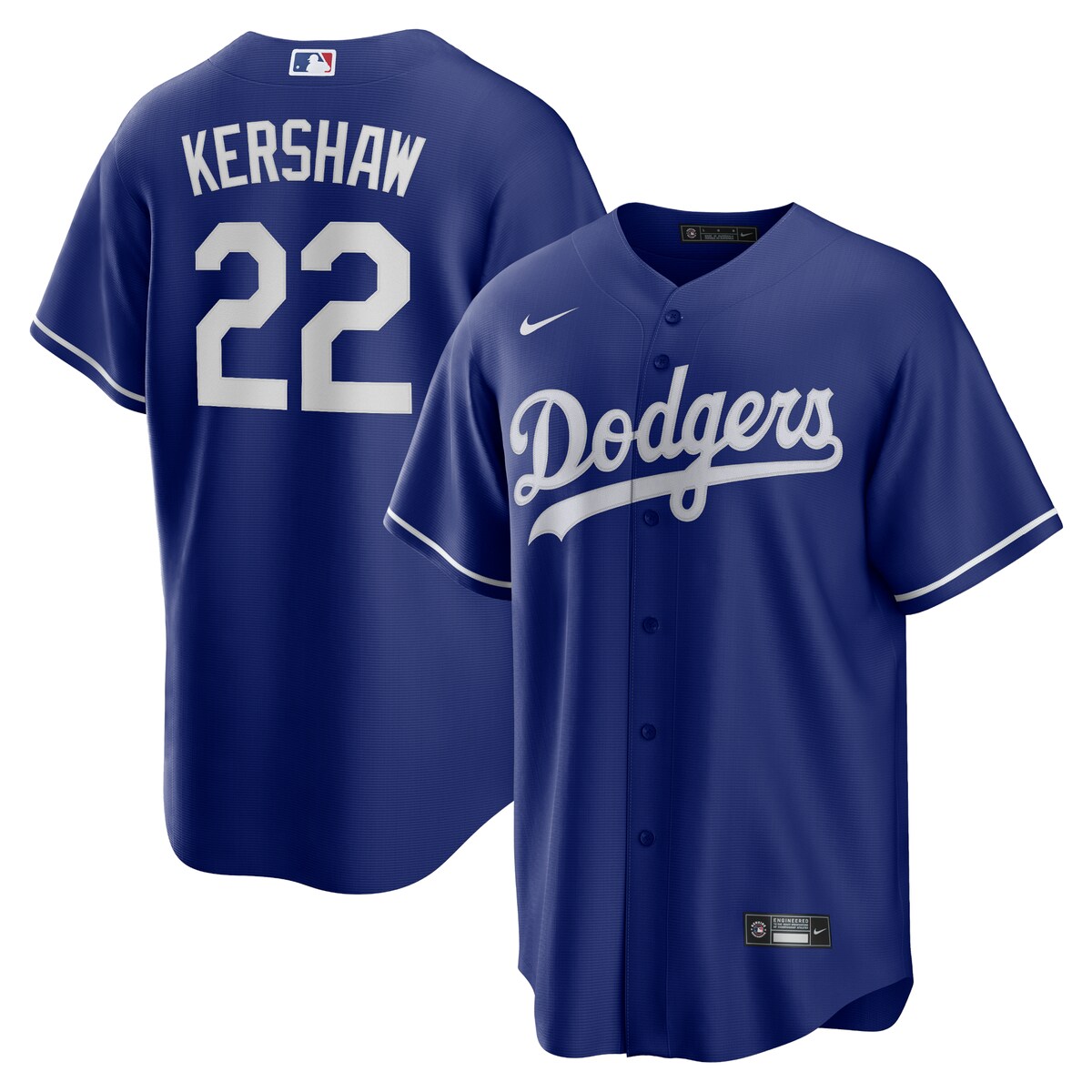 You're the type of Los Angeles Dodgers fan who counts down the minutes until the first pitch. When your squad finally hits the field, show your support all game long with this Clayton Kershaw Replica Player jersey from Nike. Its classic full-button design features the name and number of your favorite player in crisp applique graphics, leaving no doubt you'll be along for the ride for all 162 games and beyond this season.Brand: NikeImportedOfficially licensedMLB Batterman applique on center back neckHeat-sealed jock tagMachine wash gentle or dry clean. Tumble dry low, hang dry preferred.Material: 100% PolyesterFull-button frontHeat-sealed transfer appliqueRounded hem