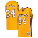 Rep one of your all-time favorite pros with this Shaquille O'Neal Swingman jersey from Mitchell & Ness. The throwback Los Angeles Lakers details are inspired by the franchise's iconic look of days gone by. Every stitch on this jersey is tailored to exact team specifications, delivering outstanding quality and a premium feel.Swingman ThrowbackRib-knit collar and arm openingsOfficially licensedMaterial: 100% PolyesterImportedWoven tag with player detailsHeat-sealed NBA logoSide splits at waist hemBrand: Mitchell & NessCrew neckMachine wash, line dryWoven jock tagTackle twill graphicsSleevelessMesh fabric
