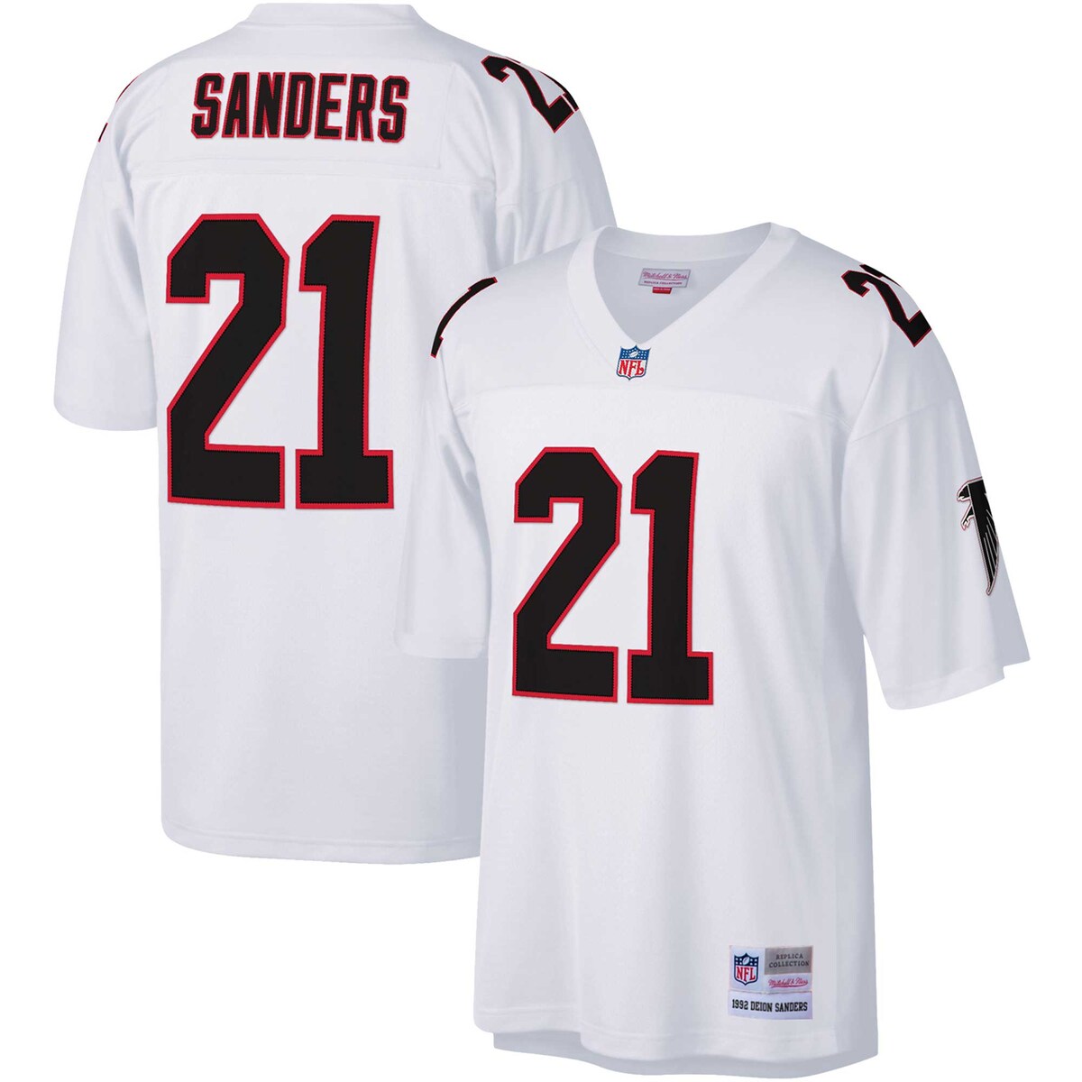 【エントリーでポイント5倍】【公式グッズ】NFL ファルコンズ ディオン・サンダース レプリカ ユニフォーム (ビッグサイズ) Mitchell & Ness(ミッチェル&ネス) メンズ ホワイト (Men's MNC B&T Legacy Retired Player Jersey)