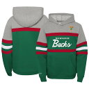 【公式グッズ】NBA バックス プルオーバー パーカー Mitchell & Ness(ミッチェル&ネス) キッズ ヘザーグレイ (Youth OST M&N HWC Head Coach PO Hoodie)