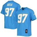 Elevate showing off support for Joey Bosa with this Los Angeles Chargers Replica Player jersey. It features printed Los Angeles Chargers graphics and looks similar to the same one Joey Bosa sports on the field. In addition, the mesh side panels will help provide a breezy feel for more comfortable wearing.ReplicaV-neckOfficially licensedMachine wash with garment inside out, tumble dry lowMesh side panelsShort sleevesMaterial: 100% PolyesterRib-knit collarRubberized heat-sealed graphicsWoven jock tag at hemBrand: OuterstuffImported