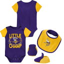 NFL バイキングス ロンパースセット Outerstuff（アウタースタッフ） ベビー パープル (22 Newborn Little Champ Creeper Bib Bootie Set)