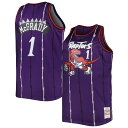Pay homage to one of the greatest players in Toronto Raptors history with this Tracy McGrady 1998/99 Swingman jersey from Mitchell & Ness. It features his iconic #1 on the front and back, making it loud and clear that you are the former stars' biggest fan. The vintage team design and colors displayed throughout this Hardwood Classics top are sure to make it your next go-to piece of Toronto Raptors gear.Mesh fabricAuthentic JerseyMachine wash, tumble dry lowSide splits at hemWoven jock tag at hemMaterial: 100% PolyesterTackle twill applique nameplate and numbersSleevelessV-neckSublimated graphicsHeat-sealed NBA logoImportedBrand: Mitchell & NessOfficially licensed