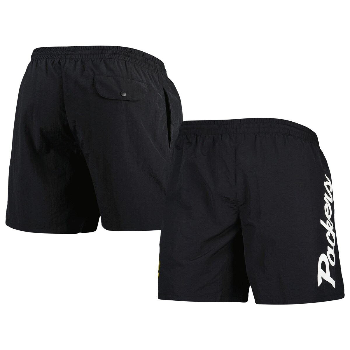【公式グッズ】NFL パッカーズ カジュアル ショーツ Mitchell & Ness(ミッチェル&ネス) メンズ ブラック (22 NFL MENS TEAM ESSENTIALS NYLON SHORTS)