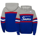 【公式グッズ】NBA 76ers プルオーバー パーカー Mitchell & Ness(ミッチェル&ネス) キッズ ヘザーグレイ (Youth OST M&N HWC Head Coach PO Hoodie)