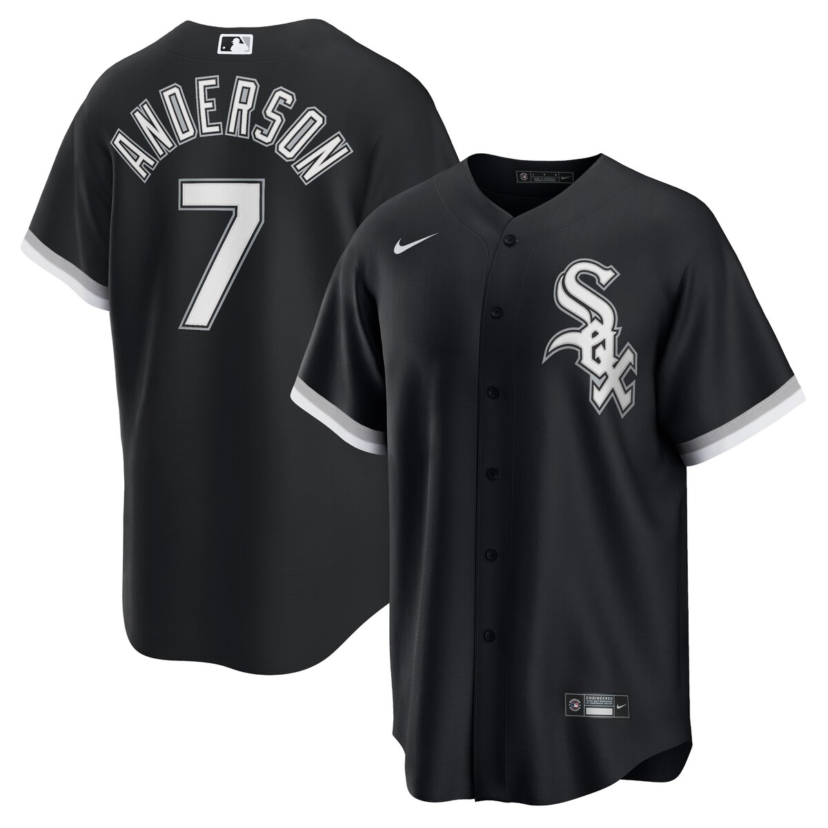 You're the type of Chicago White Sox fan who counts down the minutes until the first pitch. When your squad finally hits the field, show your support all game long with this Tim Anderson Replica Player jersey from Nike. Its classic full-button design features crisp player and Chicago White Sox applique graphics, leaving no doubt you'll be along for the ride for all 162 games and beyond this season.Officially licensedJersey Color Style: AlternateImportedMaterial: 100% PolyesterHeat-sealed jock tagFull-button frontShort sleeveBrand: NikeMachine wash, tumble dry lowRounded hemMLB Batterman applique on center back neckFabric appliqueReplica Jersey