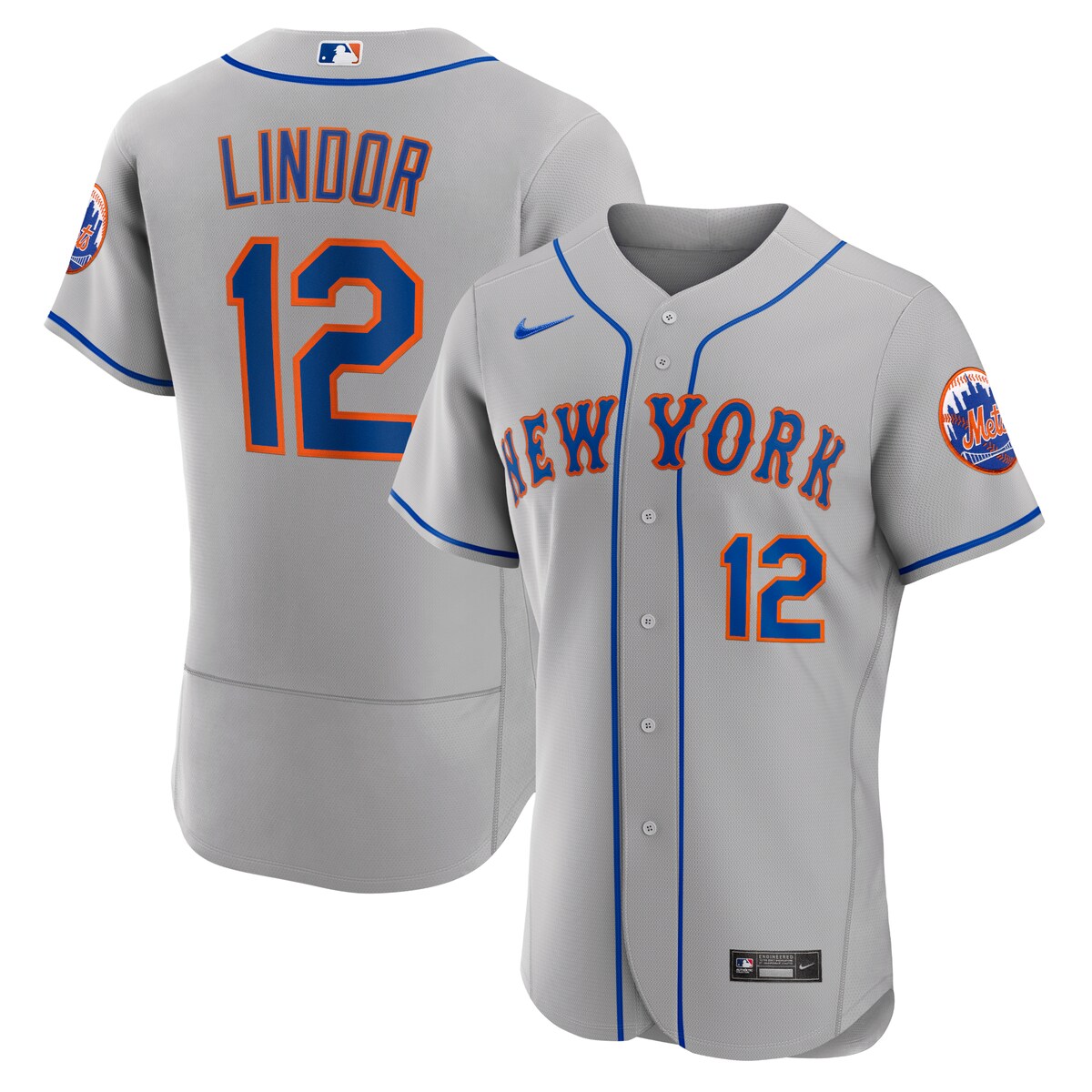 MLB メッツ フランシスコ・リンドーア オーセンティック ユニフォーム Nike ナイキ メンズ グレイ (Men's MLB Nike Authentic Official Player Jersey)