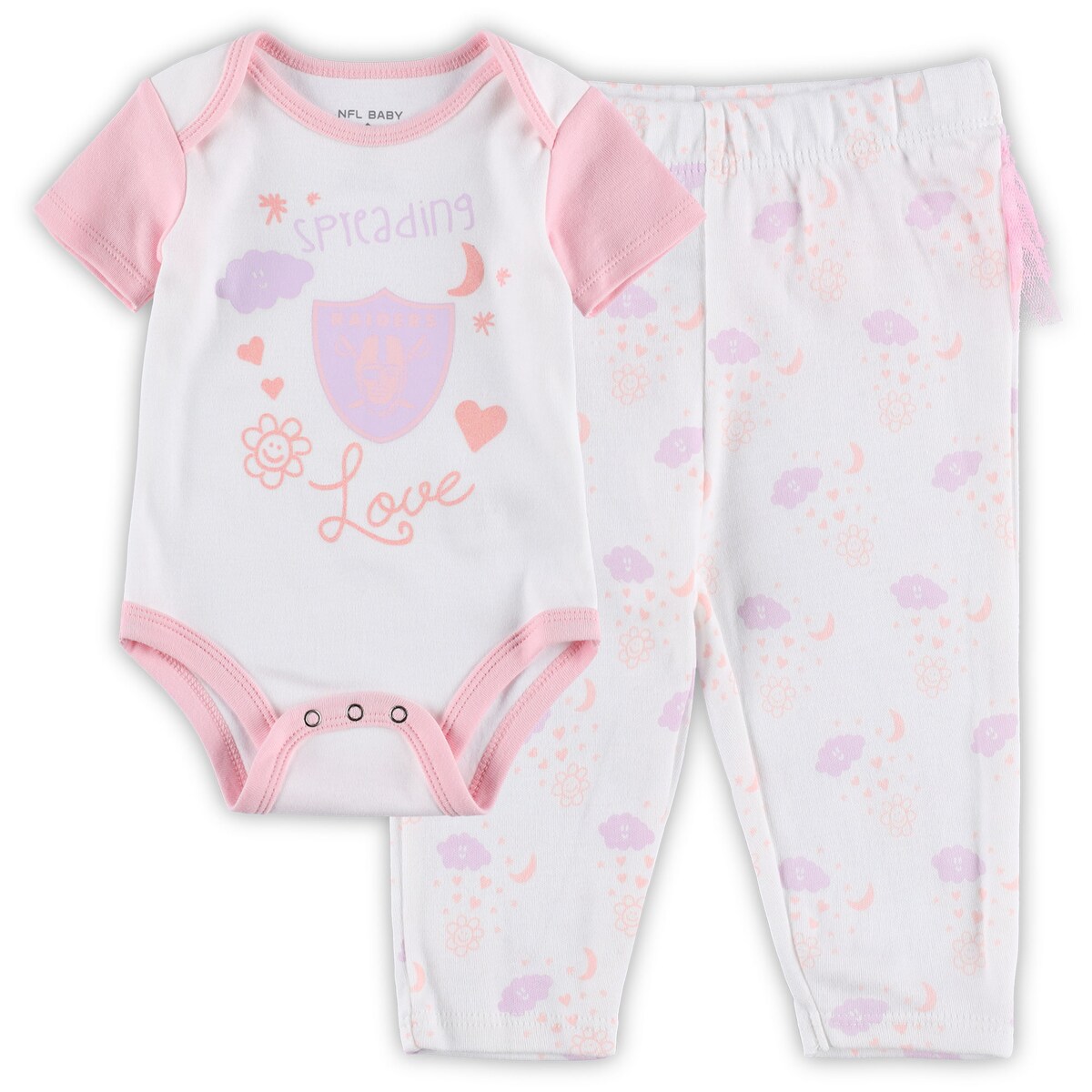 NFL レイダース ロンパースセット Outerstuff（アウタースタッフ） ベビー ホワイト (22 Newborn Spreading Love Creeper and Tutu Legging Set)