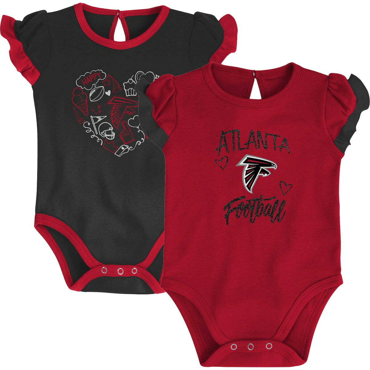 NFL ファルコンズ ロンパースセット Outerstuff（アウタースタッフ） ベビー レッド (22 Newborn Too Much Love 2 Piece Creeper Set)