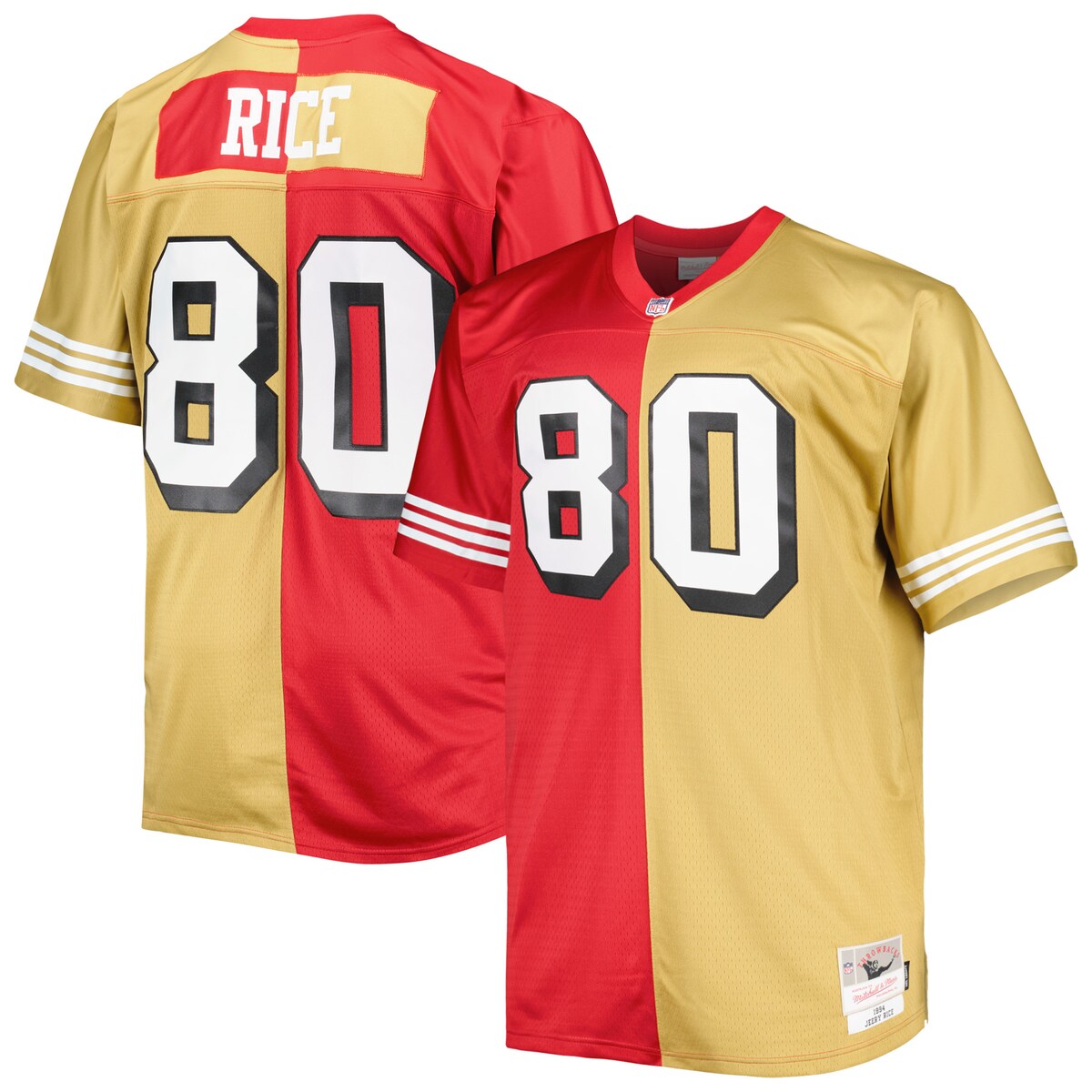 NFL 49ers ジェリー・ライス レプリカ ユニフォーム Mitchell & Ness（ミッチェル＆ネス） メンズ スカーレット (Men's MNC B&T Split Legacy Retired Player Jersey)