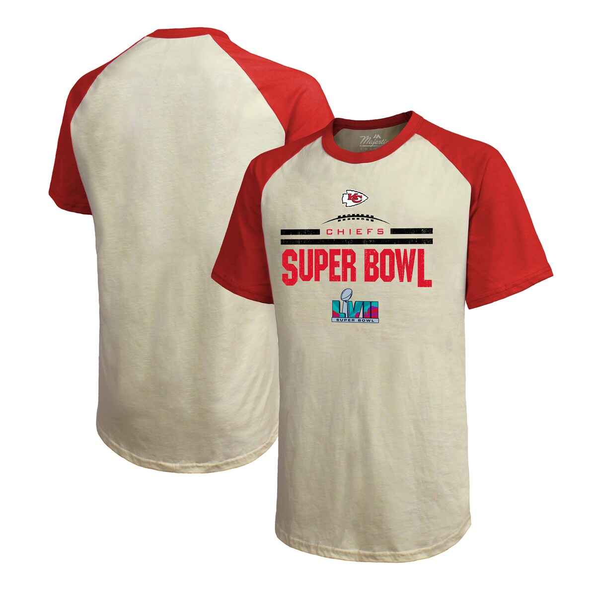 NFL チーフス Tシャツ Majestic（マジェスティック） メンズ クリーム (23 NFL CON Mens GOAL LINE STAND softhand SS raglan)