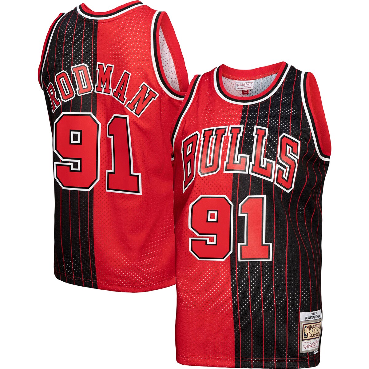 NBA ブルズ デニス・ロッドマン ユニフォーム （ビッグサイズ） Mitchell & Ness（ミッチェル＆ネス） メンズ レッド (Profile MNC Mens Big and Tall Split Swingman Jersey)