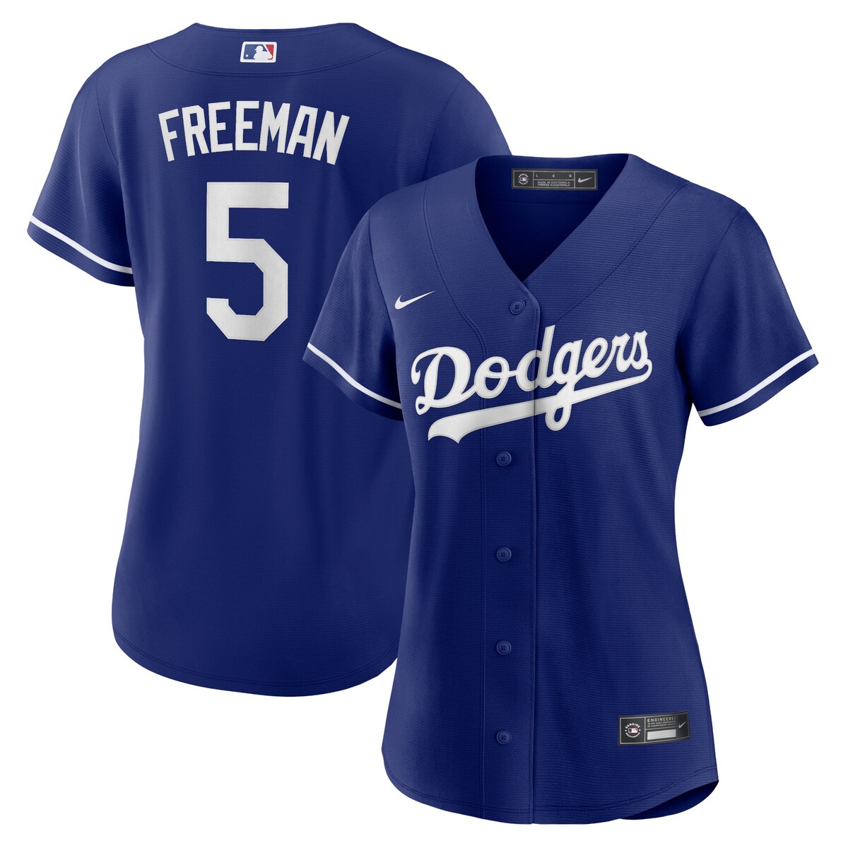 You're the type of Los Angeles Dodgers fan who counts down the minutes until the first pitch. When your squad finally hits the field, show your support all game long with this Freddie Freeman Replica Player jersey from Nike. Its classic full-button design features bold player and Los Angeles Dodgers applique graphics, leaving no doubt you'll be along for the ride for all 162 games and beyond this season.Heat-sealed transfer appliqueReplica JerseyOfficially licensedJersey Color Style: AlternateMaterial: 100% PolyesterMLB Batterman applique on center back neckMachine wash, tumble dry lowFull-button frontBrand: NikeShort sleeveHeat-sealed jock tagRounded hem