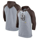 MLB パドレス プルオーバー パーカー Nike ナイキ メンズ ヘザーグレイ (23 Men 039 s Nike Raglan Baseball 3/4 Sleeve Pullover Hood)