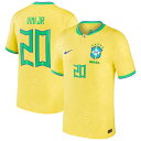 The world's biggest soccer event is approaching and you need to get yourself ready to cheer the Brazil National Team on to glory. Get pumped up by adding this Vinicius Junior 2022/23 Replica Home Jersey to your game day wardrobe. This Nike jersey features Dri-FIT technology that keeps you dry and comfortable for all 90 minutes of the match. Its replica design and Brazil National Team graphics will have you feeling like you're part of the squad when the team takes the pitch on matchday.Sewn on embroidered team crest on left chestReplica JerseyTagless collar for added comfortOfficially licensedDri-FIT technology wicks away moistureMaterial: 100% PolyesterMachine wash, line dryBrand: NikeImportedWoven Authentic Nike jock tag on left hemEmbroidered Nike logo on right chestVentilated mesh panel inserts