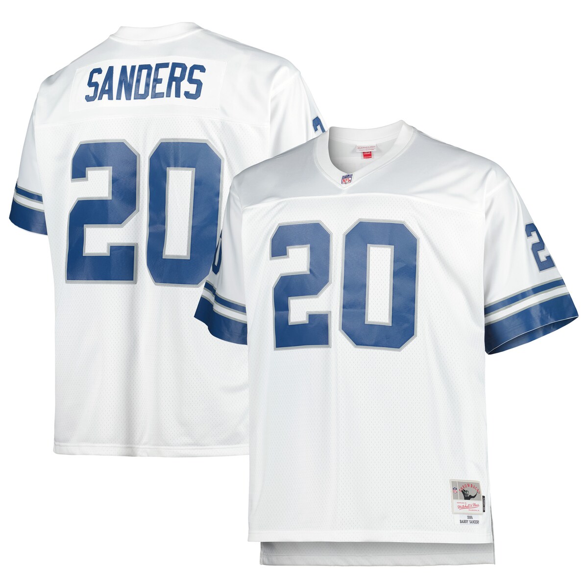 When you're gearing up for the gridiron action, celebrate one of the greatest players in the storied history of your franchise with this Barry Sanders Detroit Lions Retired Player jersey from Mitchell & Ness. The bold graphics make it clear where your allegiance lies on Sundays. The mesh fabric adds enhanced breathability for a comfortable game day experience.Stitched fabric applique with player year and nameReplica JerseyMachine wash, tumble dry lowOfficially licensedMaterial: 100% PolyesterDrop tail hem with side splitsMesh fabricImportedV-neckStitched tackle twill letters and numbersStitched jock tag at bottom left hemBack neck tapingBrand: Mitchell & Ness