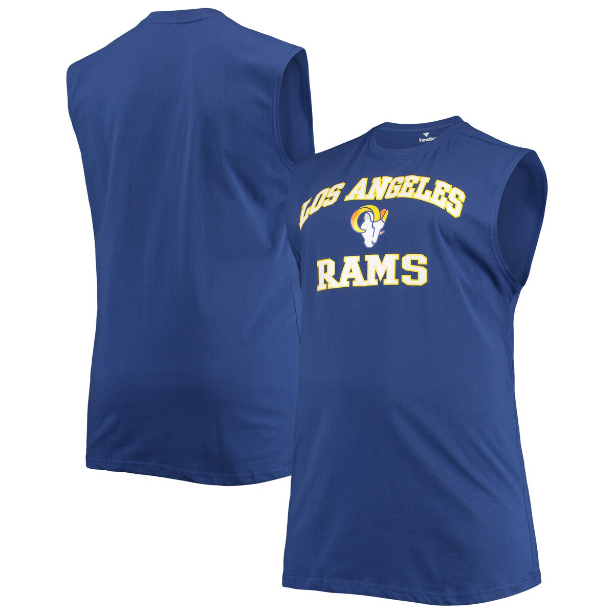 Pick up this Los Angeles Rams muscle tank top to boast your team pride. Its tagless collar and sleeveless design offer a light, fresh feel. This tank is suitable for any activity level, whether you're chilling on the couch or training for the next Los Angeles Rams open tryout.Crew neckMachine wash, tumble dry lowBrand: Fanatics BrandedScreen print graphicsOfficially licensedSleevelessImportedMaterial: 100% Cotton