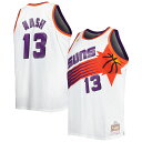 Pay homage to one of the greatest players in Phoenix Suns history with this Steve Nash 1996/97 Swingman jersey from Mitchell & Ness. It features his iconic #13 on the front and back, making it loud and clear that you are the former stars' biggest fan. The vintage team design and colors displayed throughout this Hardwood Classics top are sure to make it your next go-to piece of Phoenix Suns gear.Tackle twill applique nameplate and numbersSide splits at hemMaterial: 100% PolyesterAuthentic JerseyMachine wash, tumble dry lowImportedV-neckWoven jock tag at hemMesh fabricSublimated graphicsOfficially licensedSleevelessHeat-sealed NBA logoBrand: Mitchell & Ness