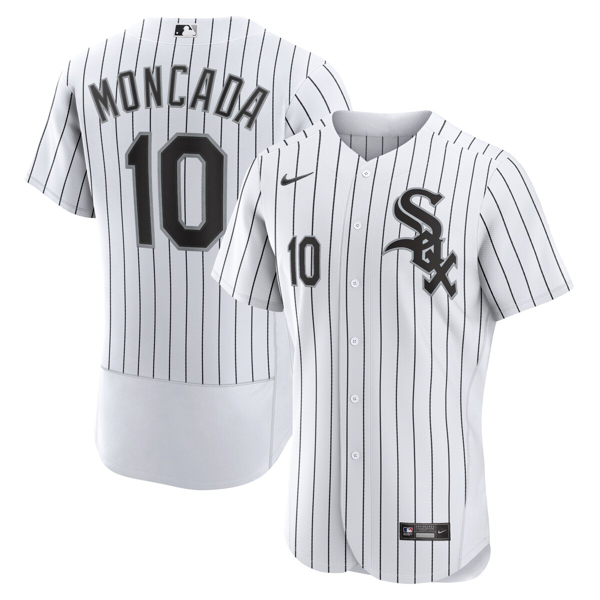 Whether you're watching from the couch or within the stadium, you'll be the biggest Chicago White Sox fan around when you sport this Yoan Moncada Home Authentic Player Jersey! This Nike jersey features bold Chicago White Sox graphics that will showcase your team pride no matter where you watch the game. Pair this jersey with your favorite Chicago White Sox hat to create the ultimate fan look.Authentic JerseyFull-button frontJersey Color Style: HomeWorn by players on fieldMachine washMaterial: 100% PolyesterImportedRounded hemMLB Batterman CFX patch on center back neckMoisture-wicking fabricOfficially licensedSewn-on tackle twill graphicsBrand: NikeFit: Athletic cut