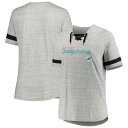 Showcase your unshakable Miami Dolphins fandom with a laid-back look that's big on team spirit. This T-shirt gives you a lace-up V-neck and features Miami Dolphins graphics across the chest, perfect for any game day getup. Plus, the rounded hem helps the shirt rest comfortably, adding to its relaxed fit and feel.Material: 60% Cotton/40% PolyesterLace-UpShort sleeveRounded droptail hemOfficially licensedScreen print graphicsImportedMachine wash, tumble dry lowBrand: Fanatics BrandedLace-up V-neck