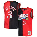 Showcase your timeless love for one of the Philadelphia 76ers' greatest players of all time in a trendy, distinct way with this Allen Iverson Split Swingman jersey by Mitchell & Ness. This Hardwood Classics jersey features vibrant team and Allen Iverson graphics across a unique split design, allowing you to boast your spirit loud and proud. Additionally, the lightweight construction, sleeveless design and breezy mesh fabric bring comfort and breathability to your Philadelphia 76ers fandom.Officially licensedMachine wash, line dryImportedBrand: Mitchell & NessHeat-sealed fabric appliquesMesh fabricSide splits at waist hemSleevelessSublimated graphicsWoven jock tagMaterial: 100% PolyesterSwingman Throwback