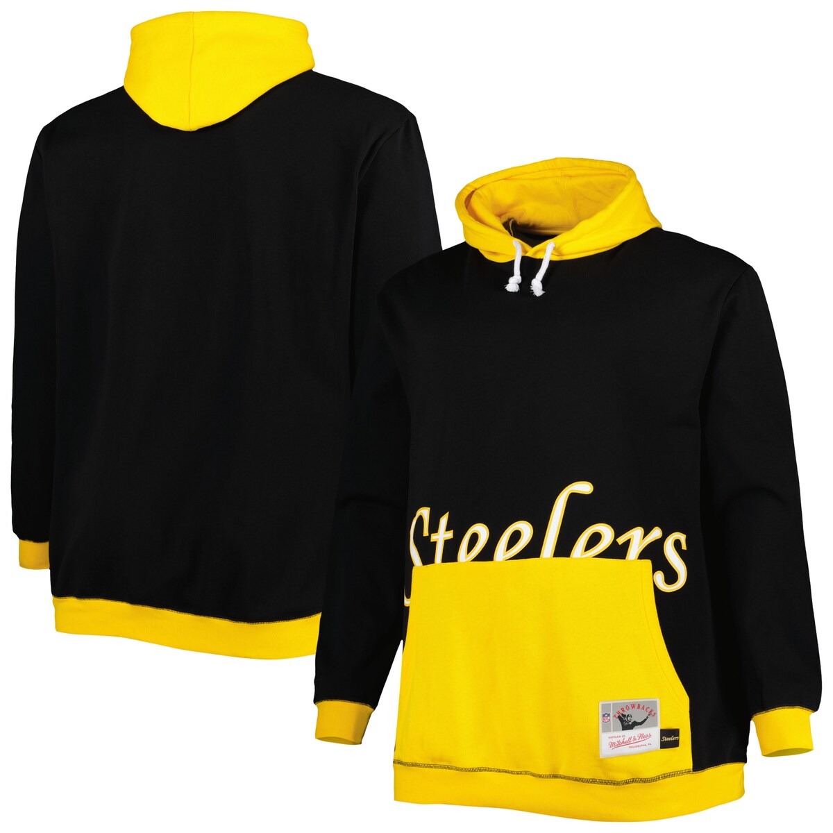 NFL スティーラーズ プルオーバー パーカー Mitchell & Ness(ミッチェル&ネス) メンズ ブラック (22 MNC Mens Big and Tall Big Face POH)