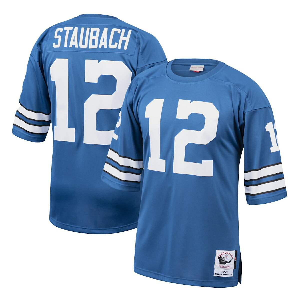 Celebrate your favorite player's storied career with the Dallas Cowboys with this Roger Staubach Authentic Retired Player jersey from Mitchell & Ness. The picture-perfect design is sure to remind you of the days when Roger Staubach patrolled the gridiron for the Dallas Cowboys. Its polyester fabric and tackle twill graphics give you a lightweight, durable piece of gear to honor one of the game's all-time greats.ImportedMaterial: 100% PolyesterMachine wash, line dryOfficially licensedV-neckMesh panelsSide splits at hemShort sleeveAuthentic Throwback JerseyTackle twill appliqueWoven jock tag at hemBrand: Mitchell & NessEmbroidered fabric applique