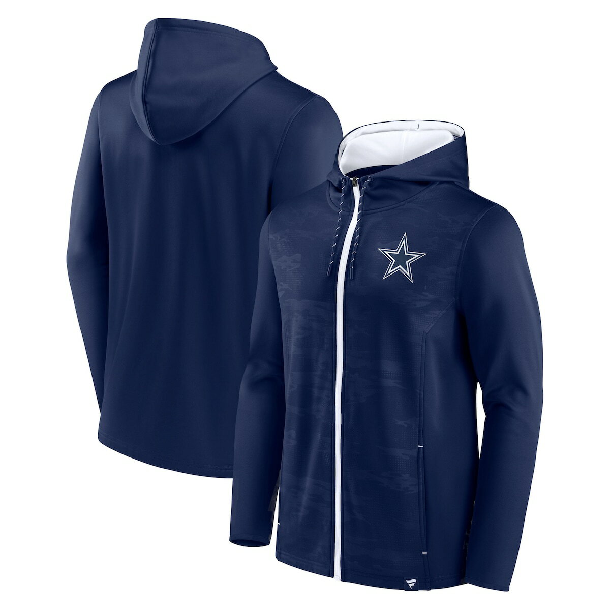 【公式グッズ】NFL カウボーイズ フルジップアップ パーカー Fanatics（ファナティクス） メンズ ネイビー (BALL CARRIER POLY FULL ZIP HOOD)