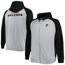 NFL ファルコンズ フリース フルジップアップ パーカー Fanatics（ファナティクス） メンズ ヘザーグレイ (Mens Big and Tall NFL 22 FZ Fleece Raglan Hood)