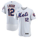 MLB メッツ フランシスコ・リンドーア オーセンティック ユニフォーム Nike ナイキ メンズ ホワイト (Men's MLB Nike Authentic Official Player Jersey)