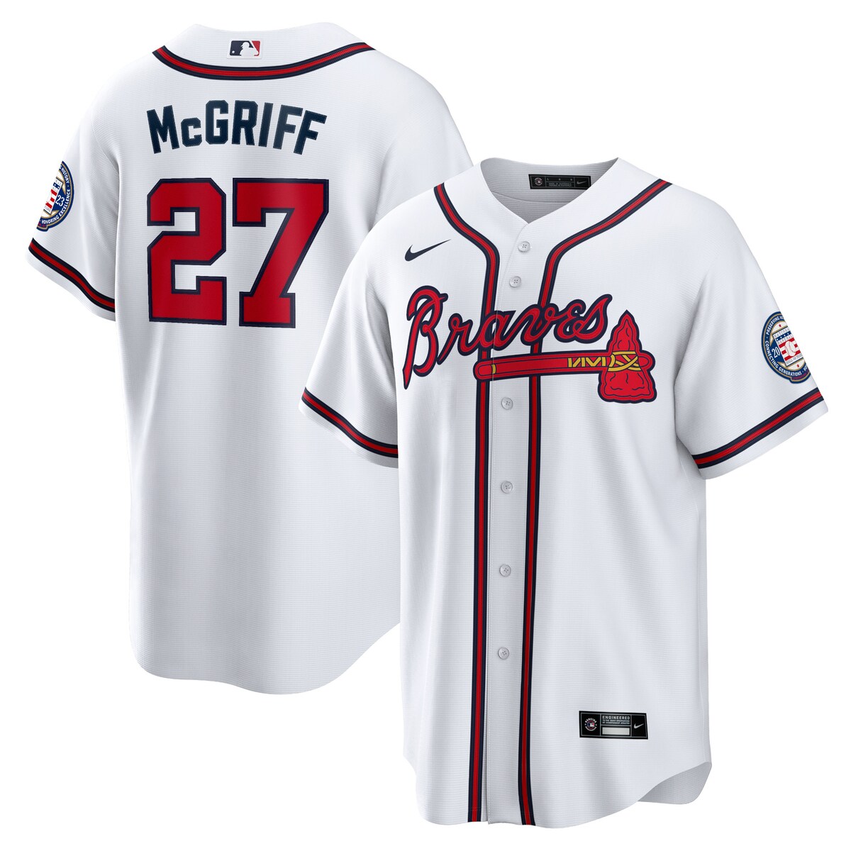 MLB ブレーブス フレッド・マグリフ レプリカ ユニフォーム Nike ナイキ メンズ ホワイト (Men's Nike Replica Fred McGriff Inline and 23 HOF Jersey)