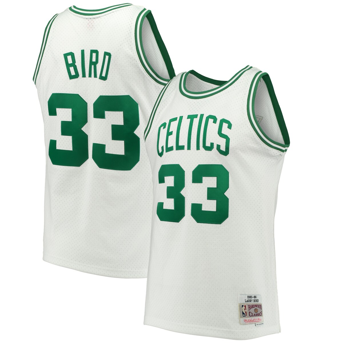 Rep one of your all-time favorite pros with this Larry Bird Swingman jersey from Mitchell & Ness. The throwback Boston Celtics details are inspired by the franchise's iconic look of days gone by. Every stitch on this jersey is tailored to exact team specifications, delivering outstanding quality and a premium feel.Jersey Color Style: FashionWoven jock tagSide splits at waist hemMaterial: 100% PolyesterWoven tag with player detailsCrew neckMachine wash, line dryRib-knit collar and arm openingsHeat-sealed NBA logoOfficially licensedSwingman ThrowbackBrand: Mitchell & NessTackle twill graphicsImportedMesh fabricSleeveless