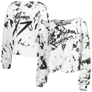 【公式グッズ】NFL レイダース ダバンテ・アダムス 長袖 Tシャツ Majestic(マジェスティック) レディース ホワイト (Women's Off-Shoulder Tie Dye N&N Top)