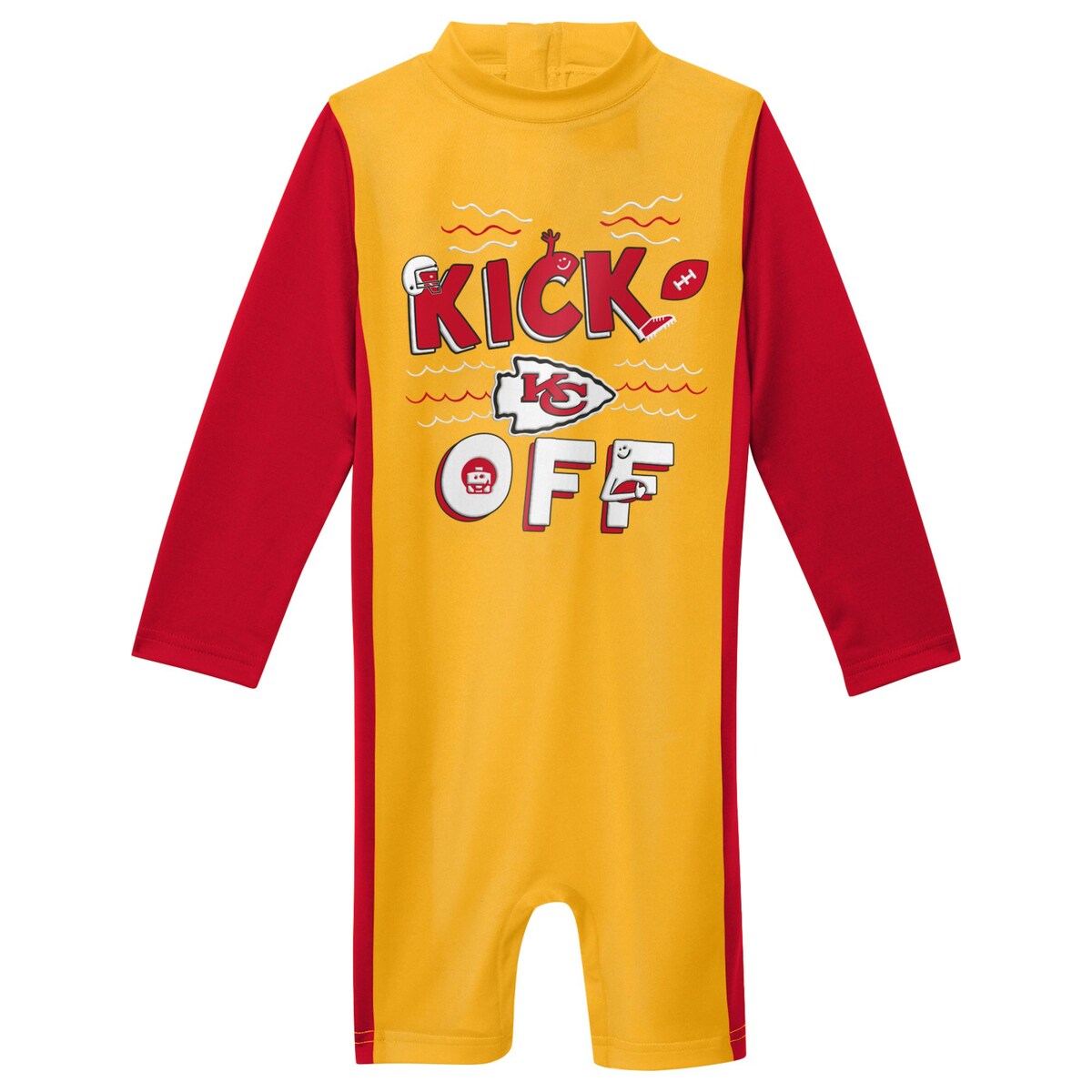 【公式グッズ】NFL チーフス 水着 Outerstuff（アウタースタッフ） トドラー ゴールド (23 Toddler Wave Runner LS Wetsuit)
