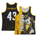 Finish any Pittsburgh Steelers look off perfectly with this Troy Polamalu Name and Number Burst tank top from Mitchell & Ness. It features bold player graphics over breathable mesh fabric for a striking look. This muscle tank is perfect for stepping out in undeniable throwback Pittsburgh Steelers style.SleevelessOfficially licensedMesh fabricImportedSublimated graphicsBrand: Mitchell & NessMachine wash, line drySewn-on jock tagMaterial: 100% Polyester