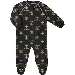 NFL セインツ ワンジー Outerstuff（アウタースタッフ） ベビー ブラック (23 Infant Raglan Full Zip Coverall)