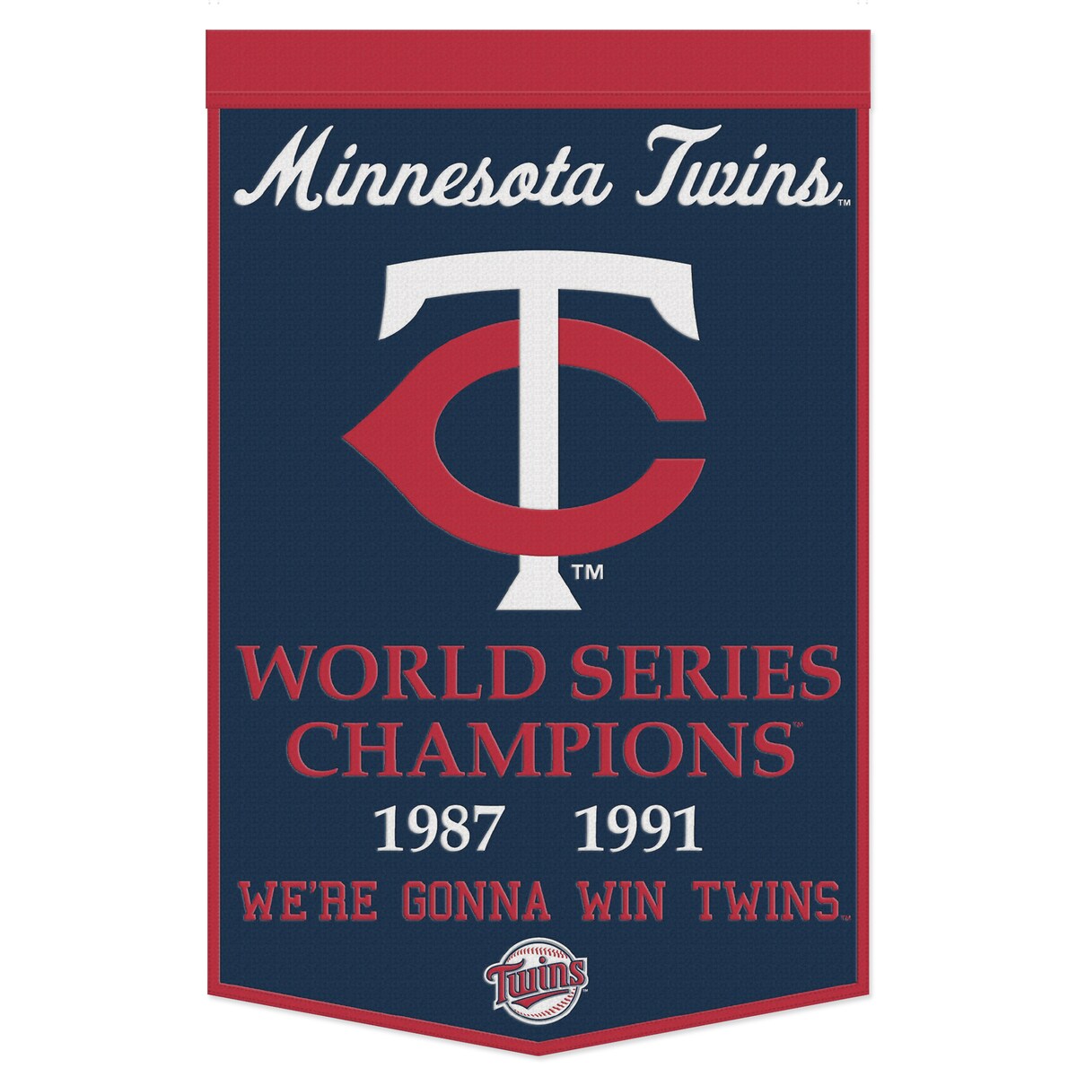 Pay homage to the storied history of the Minnesota Twins with this 24" x 38" Championship banner from WinCraft. It features an exciting sublimated design that displays their iconic logo and the years they took home the title. The durable wool fabric ensures this eye-catching piece of Minnesota Twins dcor will always emphasize your unwavering fandom.Ready to hang; Pole not includedOfficially licensedDesigned in the USAMaterial: 70% Wool/30% Polyestersingle-sided designMeasures approx. 24" x 38"ImportedBrand: WinCraftWipe clean with a damp clothEmbroidered chenille applique