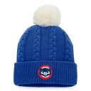 MLB カブス ニット帽 Fanatics（ファナティクス） レディース ロイヤル (MLB NUT Womens Cable Faux Fur Pom Knit)