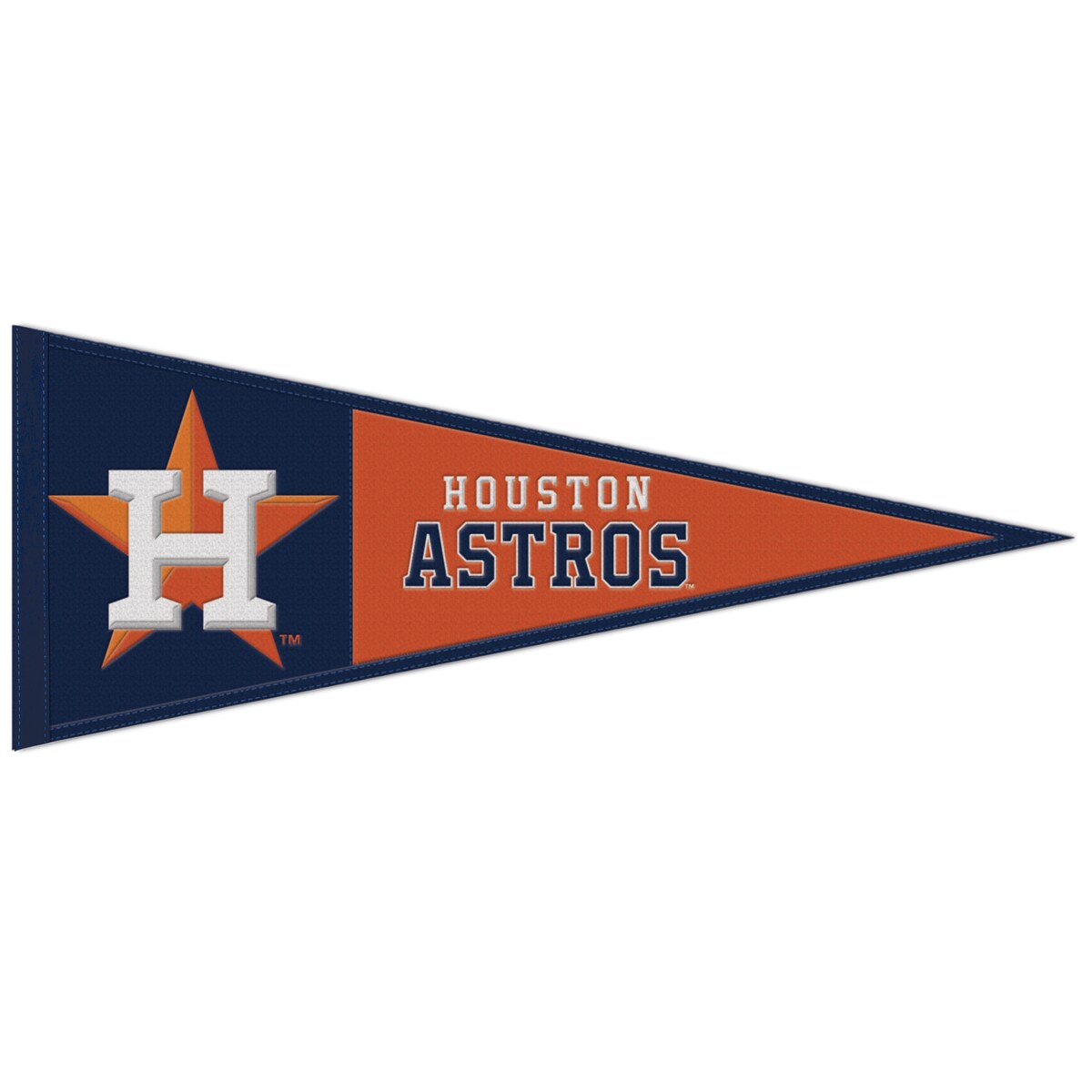 Put your die-hard Houston Astros fandom on full display with this WinCraft 13" x 32" pennant. It features embroidered graphics of the team's logo and their name spelled out, meaning there will be no doubt about who you are rooting for on game day. Whether displayed outside, in your office or anywhere else, the durable wool fabric ensures this piece of Houston Astros dcor will always emphasize your team spirit.ImportedMaterial: 70% Wool/30% PolyesterOfficially licensedWipe clean with a damp clothSingle-sided designBrand: WinCraftEmbroidered Fabric AppliqueMeasures approx. 13'' x 32''