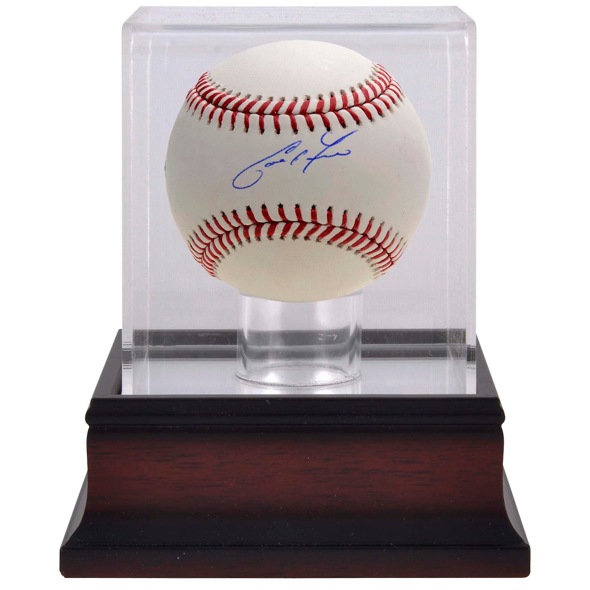 Autographed by Christian Yelich, this Baseball & Mahogany Baseball Display Case is ready to boost your Milwaukee Brewers...