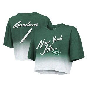 NFL ジェッツ アフマド・ソース・ガードナー Tシャツ Majestic（マジェスティック） レディース グリーン (Women's Dip Dye Player N&N Crop Top)