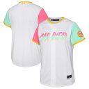 Get your young one a truly unique piece of San Diego Padres gear with this new 2022 City Connect Replica Team Jersey. This fresh new Nike gear will help them show their love for the big, multicultural city with a small town feel. The City Connect design was inspired by vibrant staccato colors and includes handcrafted typography. Whether they rock their new gear to the city's signature beaches or iconic zoo, or to watch the San Diego Padres dominate at Petco Park, everyone will know where your kiddo is from and who they rep.Replica JerseyOfficially licensedImportedMaterial: 100% PolyesterHeat-sealed jock tagFull-button frontRounded hemBrand: NikeMachine wash gentle or dry clean. Tumble dry low, hang dry preferred.MLB Batterman applique on center back neckHeat-sealed transfer appliqueShort sleeve