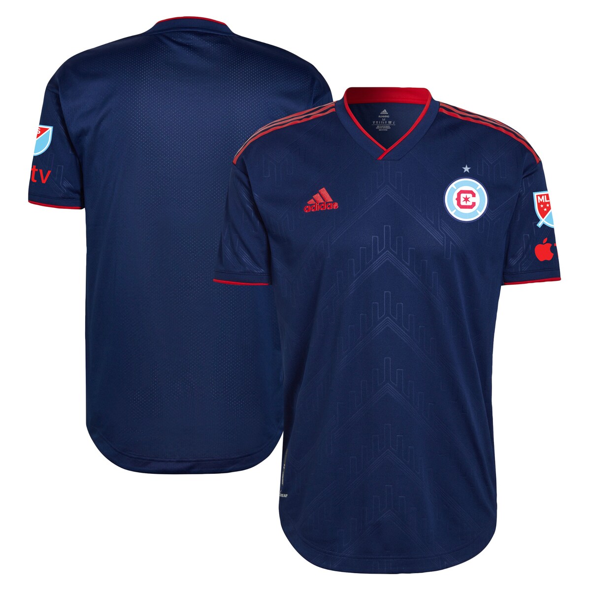 This 2023 Water Tower Kit Authentic Jersey by adidas symbolizes the Chicago Fire rebuilding with a revamped roster and under a new head coach, much like the city after the Great Chicago Fire of 1871. The historic Chicago Water Tower was the only remaining structure after the fire and serves as a symbol of a city determined to rise from its own ashes. This Chicago Fire gear features AEROREADY technology as well as ventilated, mesh panels that work together to keep you dry and comfortable all game long.Machine wash, tumble dry lowAuthentic JerseyAEROREADY technology absorbs moisture and makes you feel dryMaterial: 100% PolyesterOfficially licensedVentilated mesh panel insertsImportedHeat-sealed team crest on left chestTagless collar for added comfortShort sleeveHeat-sealed adidas logo on right chestBrand: adidasHeat-sealed sponsor logo on chestBack neck taping -no irritating stitch on the back neck