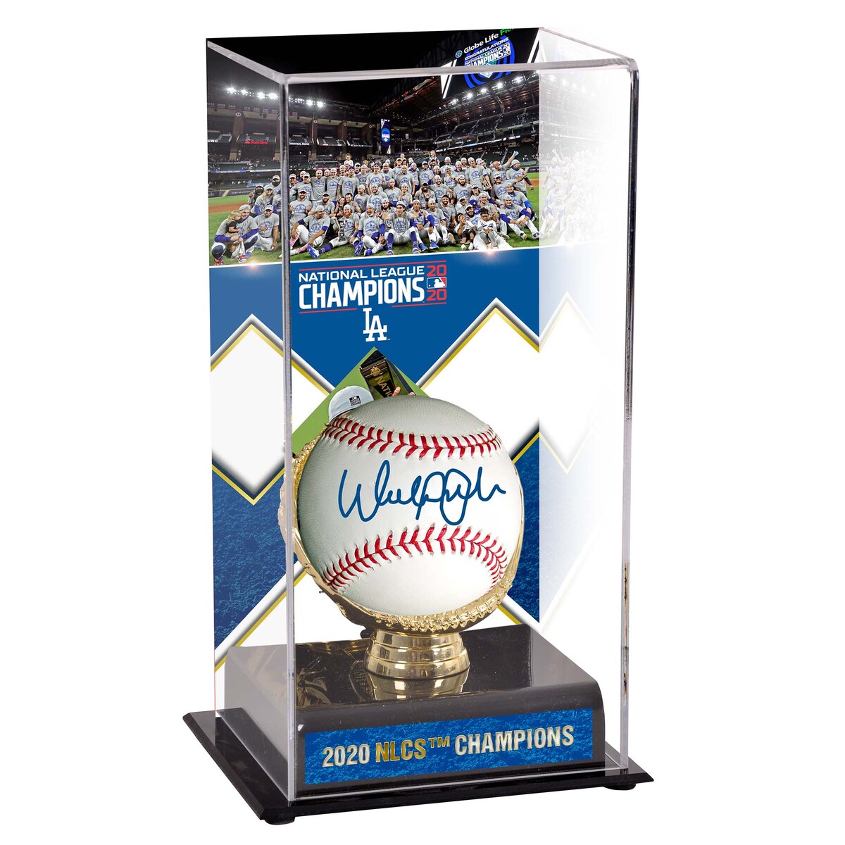 Commemorate Walker Buehler and the Los Angeles Dodgers on winning the 2020 National League pennant with this collectible display case. This baseball has been personally hand-signed by Walker Buehler. It has been obtained under the auspices of the Major League Baseball Authentication Program and can be verified by its numbered hologram at MLB.com. It also comes with an individually numbered, tamper-evident hologram from Fanatics Authentic. To ensure authenticity, the hologram can be reviewed online. This process helps to ensure that the product purchased is authentic and eliminates any possibility of duplication or fraud. The acrylic display case comes with an image, a sublimated nameplate and a black acrylic base with a gold colored glove. It also features a clear acrylic removable lid. This officially licensed case measures 10" x 5" x 5.5".Signature may varyBrand: Fanatics AuthenticOfficially licensedAutographed baseballUpdated image will be from the 2020 NLCSIncludes an individually numbered tamper-evident hologram