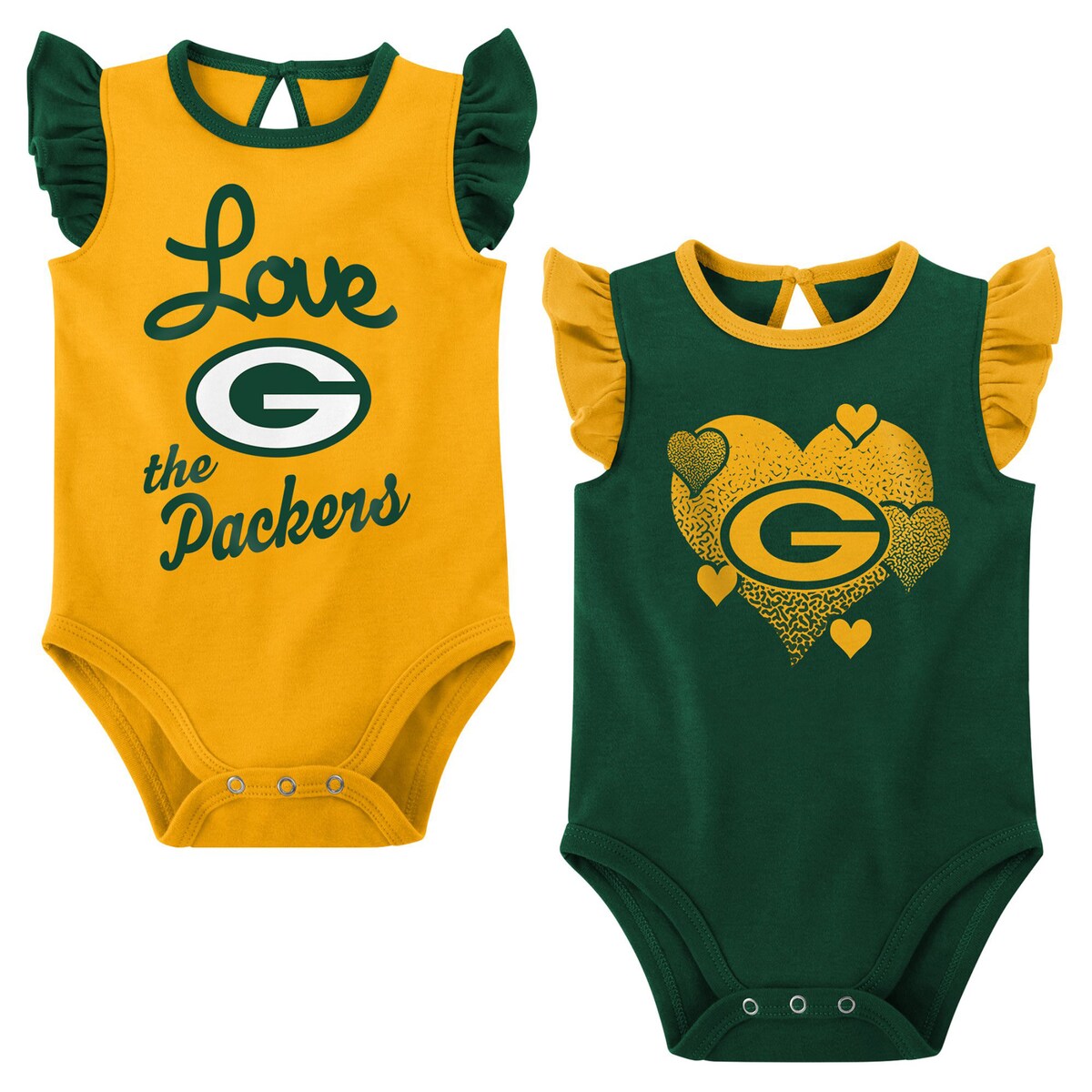 NFL パッカーズ ロンパースセット Outerstuff（アウタースタッフ） ベビー グリーン (23 Newborn Spread the Love 2 Pack SS Creeper Set)