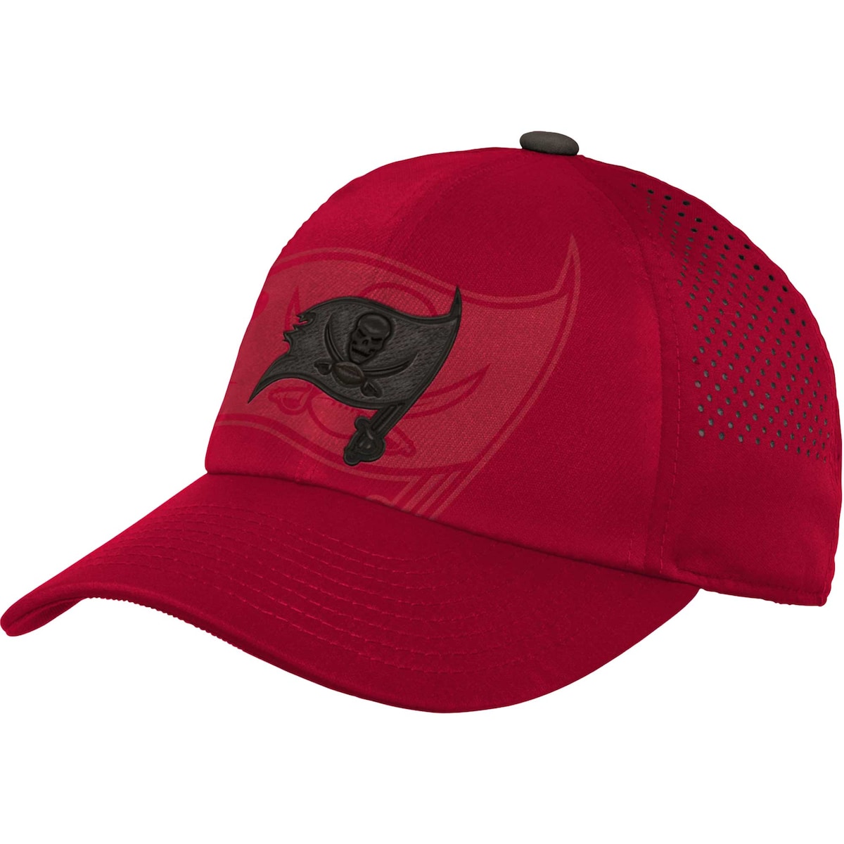 Help your kiddo showcase their growing Tampa Bay Buccaneers fandom by finishing their game day look with this Tailgate hat. It features the Tampa Bay Buccaneers logo embroidered front and center along with a larger version printed across the whole crown. The perforated rear panels also offer optimal breathability, making this adjustable cap the perfect grab in sunny weather.Curved billOfficially licensedLow CrownAdjustable hook and loop fastener strapSolid front panels with eyeletsBrand: OuterstuffPrinted designMaterial: 100% PolyesterEmbroidered graphicsUnstructured relaxed fitWipe clean with a damp clothImportedPerforated rear panelsOne size fits most