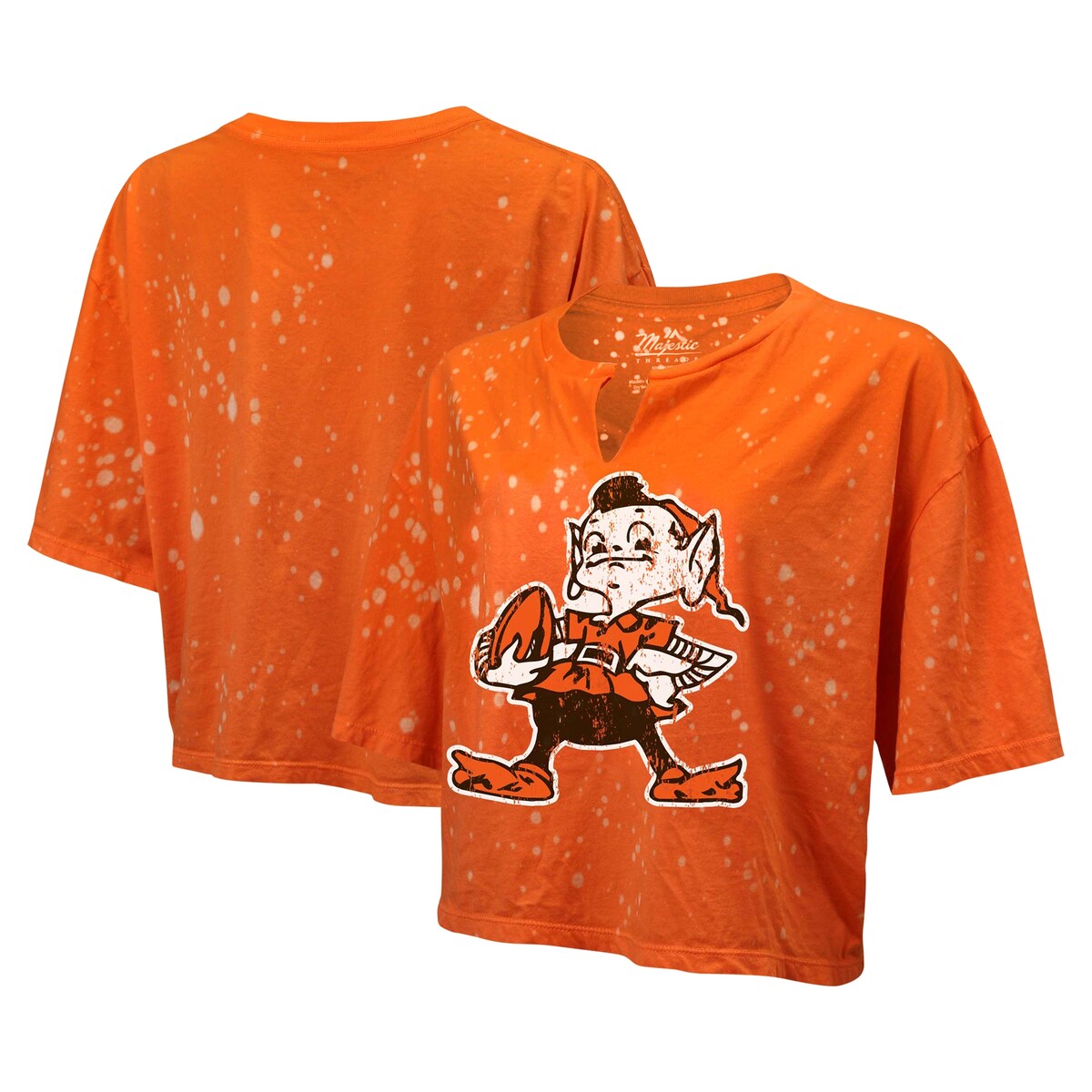 NFL uEY TVc Majestici}WFXeBbNj fB[X IW (Womens Bleach Splatter notch collar crop SS Tee)